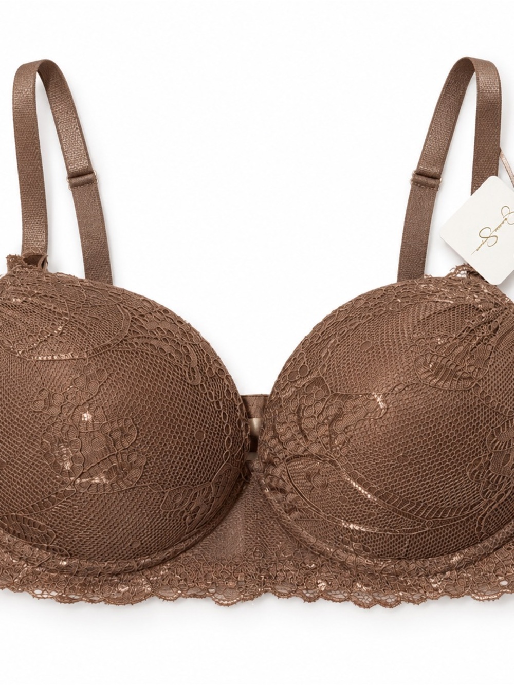 Jessica Simpson Lace Push-Up Bra in Cocoa